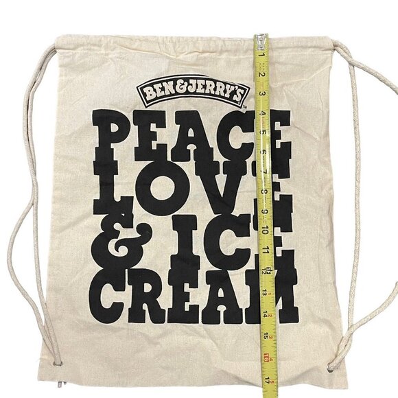 Ben & Jerrys Drawstring Tote Bag Peace Love Ice Cream Sports Backpack Boho Flair - Picture 5 of 12